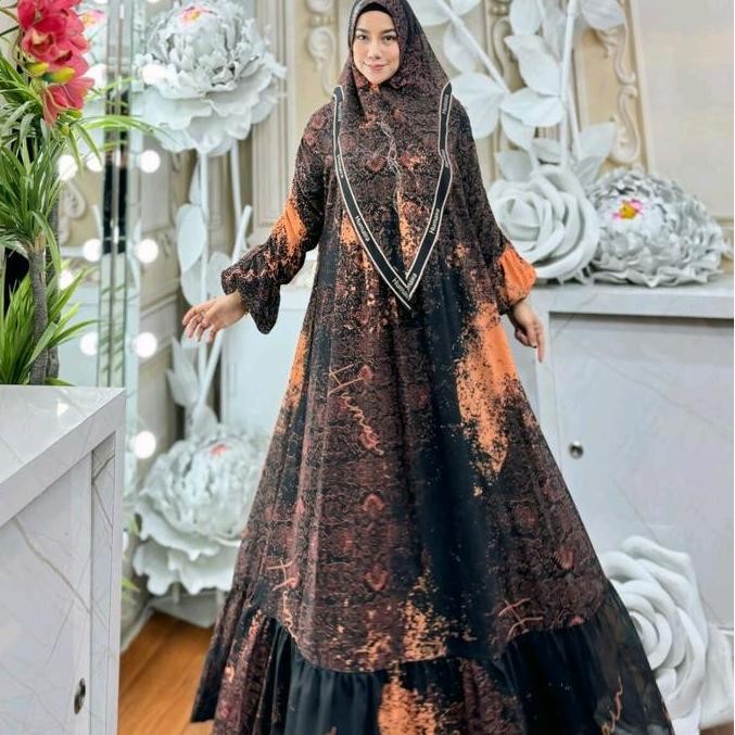Gamis Jasmin Series Humaira Full Ceruty Digital Printing Muslim Wanita Original