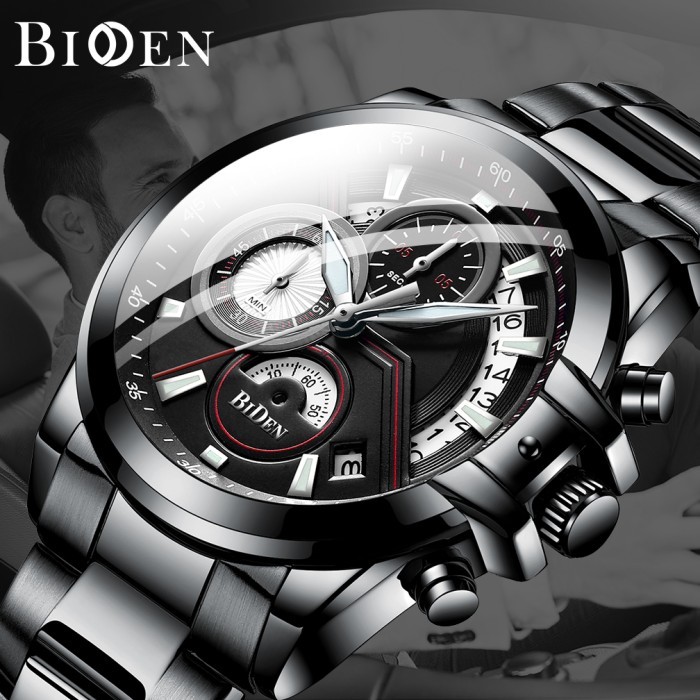 Jam Tangan Biden Pria Fashion Cool Stainlesssteel Sport Bisnis Quartz