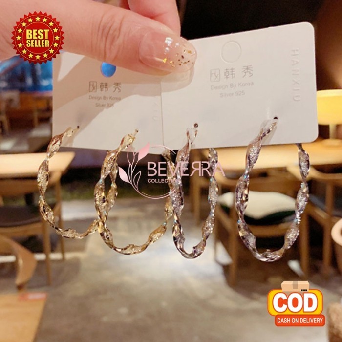 ANTING KOREA WANITA ANAK PEREMPUAN ANTING TUSUK TITANIUM BULAT BESAR