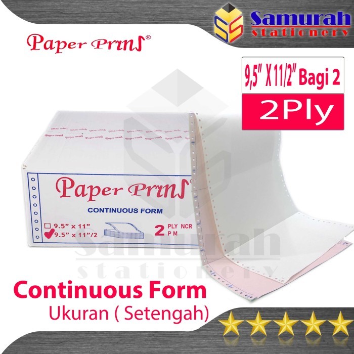 

terbaru !!! kertas continuous form paper prins 9,5 x 11 full atau bagi 2 / k 2 ply ready