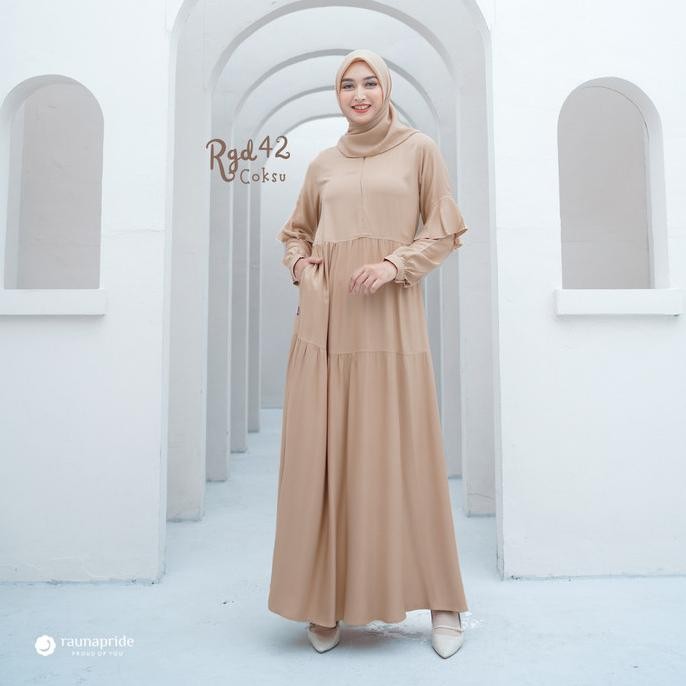 RAUNA - BAJU MUSLIM - GAMIS DEWASA 42 COKSU GAMIS LEBARAN 2025 DRESS MODEL TERBARU CASUAL LINEN MAXI