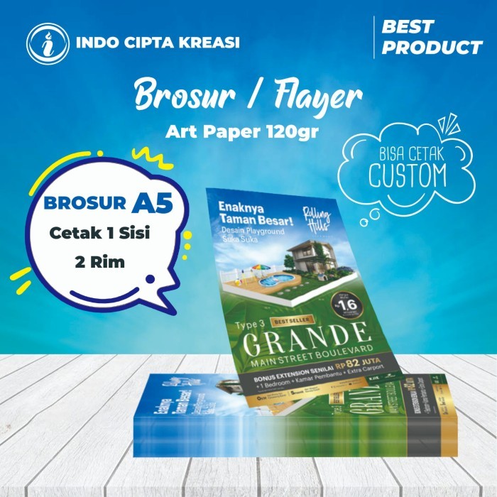 

terbaru !!! cetak brosur a5 (1 sisi ) 2 rim / 1000 lbr art paper 120 gr murah ! ready