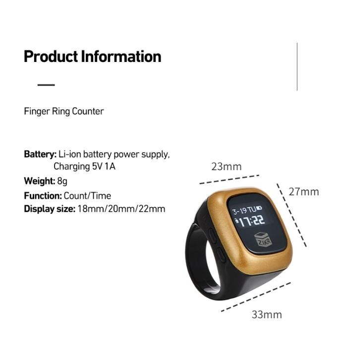 Cincin Tasbih Zikr Ring / Tasbih Ring Digital TK