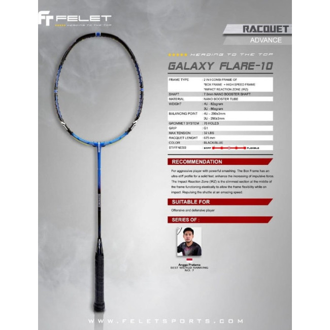 Terbaru Raket Badminton Felet Aeromars 10 Galaxy Flare 10 Original Promo