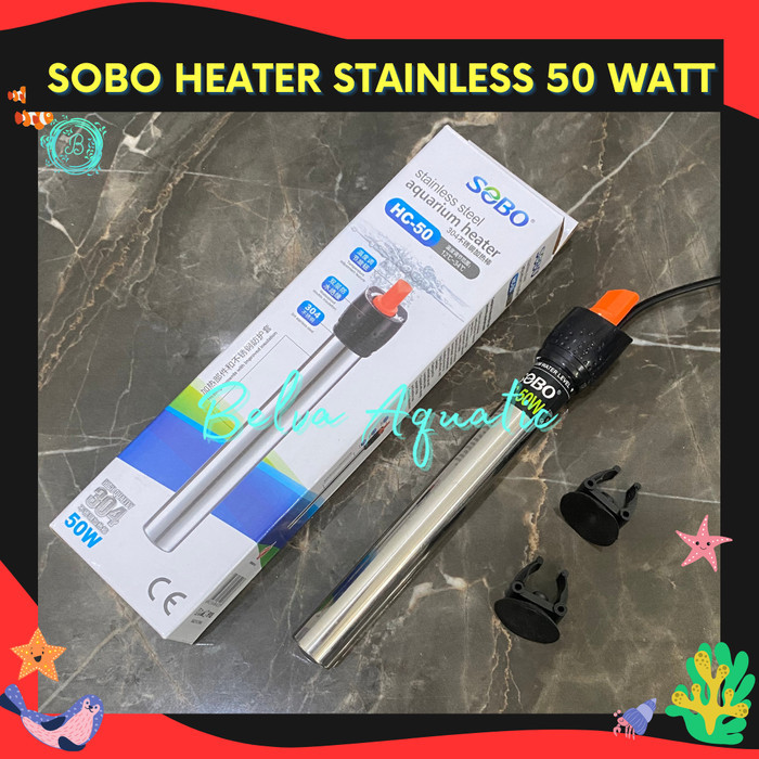 Sobo 50 Watt Pemanas Penghangat Aquarium Heater Stainless Steel