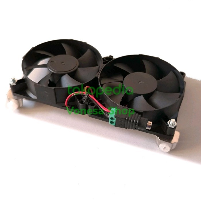 DOUBLE KIPAS AQUASCAPE 8CM 12VOLT + ADAPTOR 12VOLT 1AMPERE