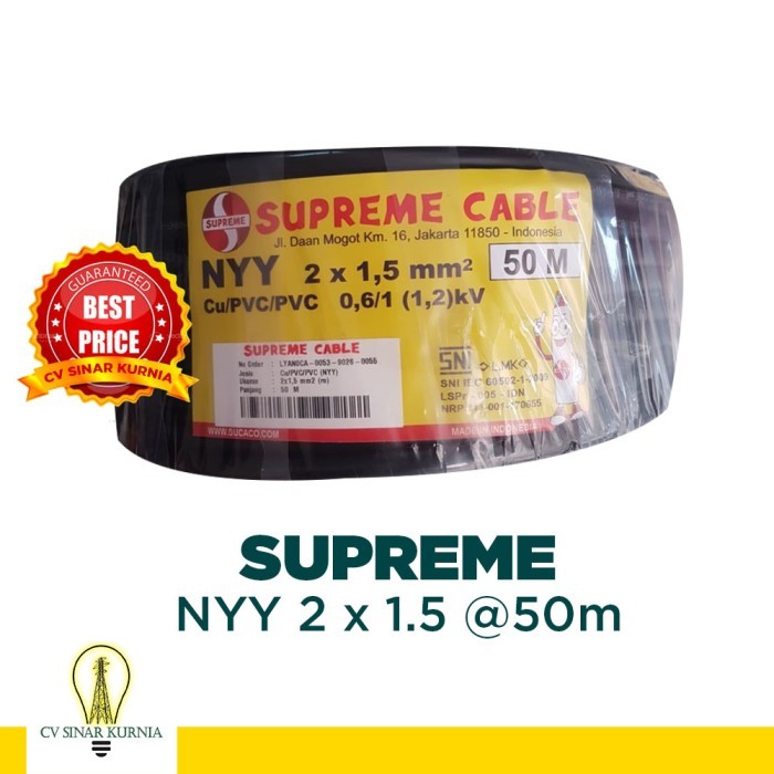 Kabel Listrik Nyy 2X1.5 Mm 2X1,5 Supreme Supreme Kabel Nyy 50M
