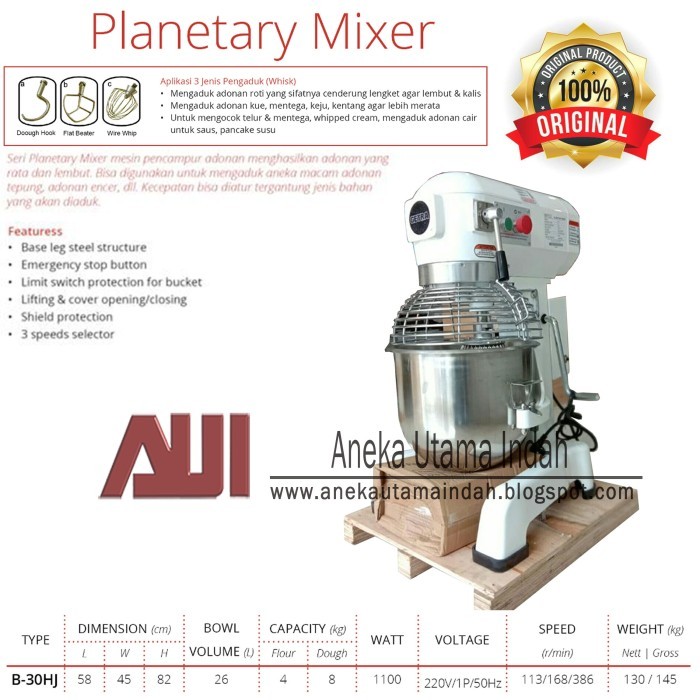 GETRA B-30HJ PLANETARY MIXER/MIXER KUE/MIXER ADONAN/MIXER ROTI