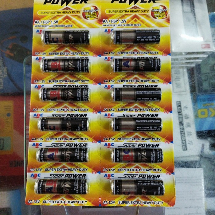 FREE ONGKIR BATERAI BATTERY ABC HITAM SUPER POWER HEAVY DUTY UKURAN AA A2 12 PCS KODE 158