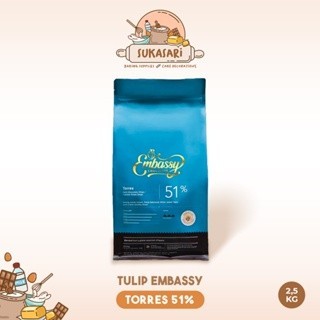 

Tulip Embassy chip couverture TORRES 51% 2.5 kg bag chocolate drop