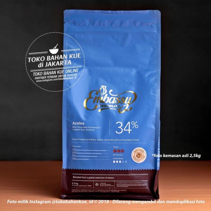 

Embassy Chocolate - Azalea 34% 1kg Tulip Milk Couverture Cokelat Susu