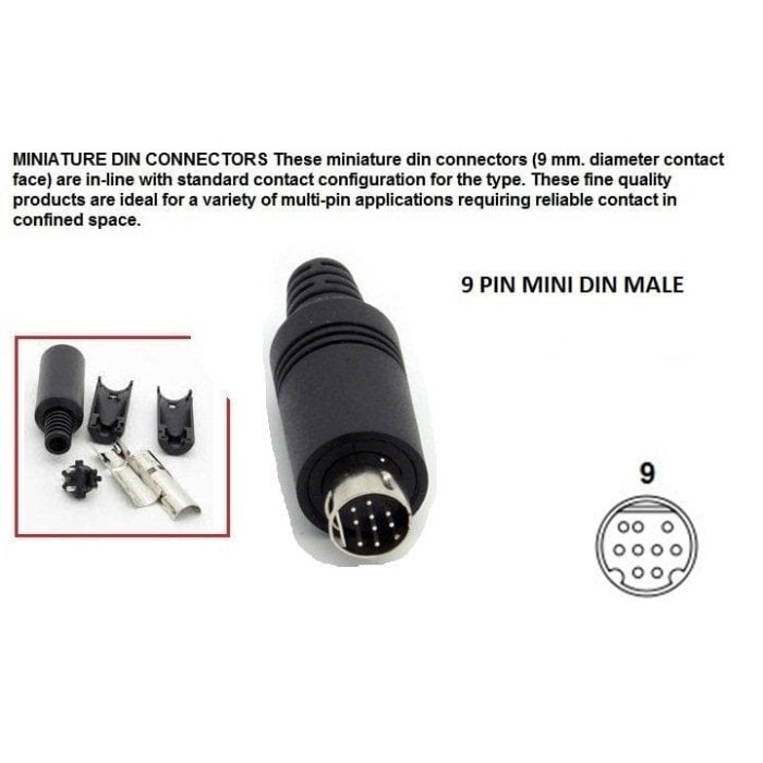 CONNECTOR 9 PIN MINI DIN MALE