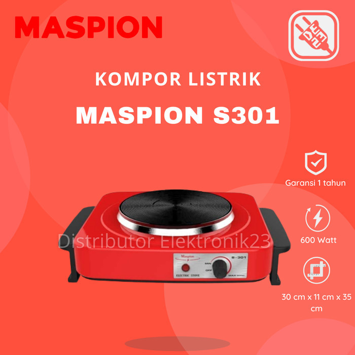 Maspion Kompor Listrik Portable 1 Tungku Mini Low Watt S300 S301 S302