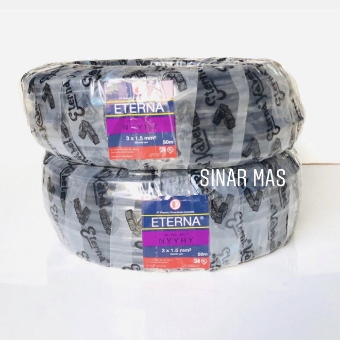 Kabel Listrik 3 X 1.5 Eterna Nyyhy Hitam/Kabel Eterna 3 X 1,5 Serabut