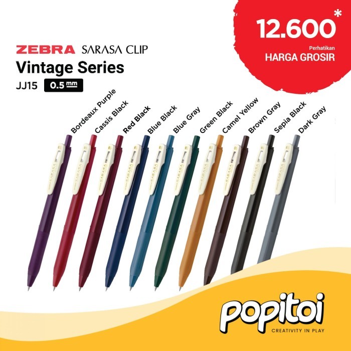 

TERBATAS ZEBRA SARASA CLIP JJ15 GEL PEN PULPEN 0.5 MM VINTAGE KODE 1167