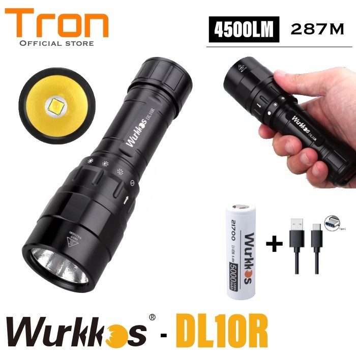 Wurkkos DL10R XHP70.2 4500 Lumens 287M Senter Selam Scuba Flashlight