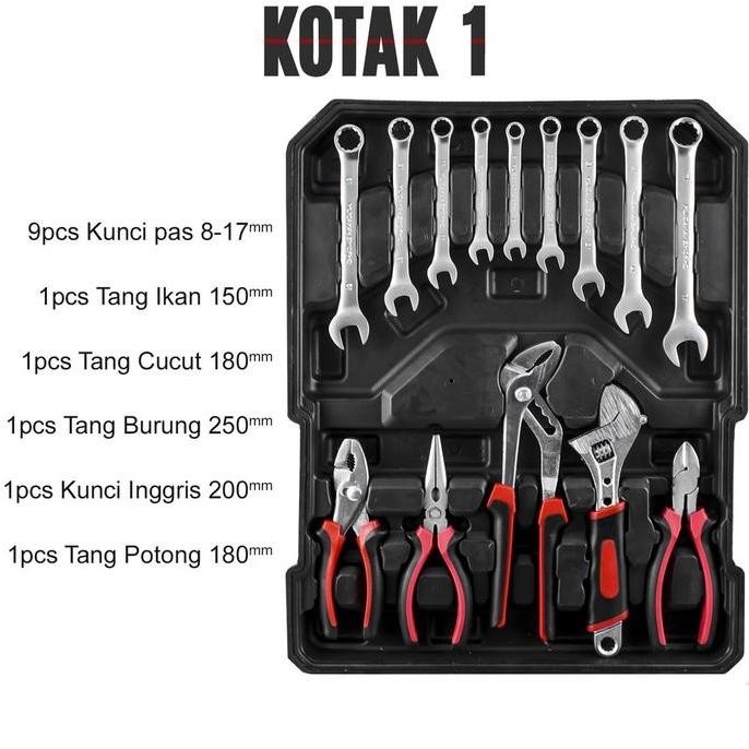 REAIM TOOL KIT 187 PCS 1/2 1/4 INCI KUNCI SET SOCKET SET PERKAKAS BENGKEL DAN RUMAH KOPER LENGKAP BA