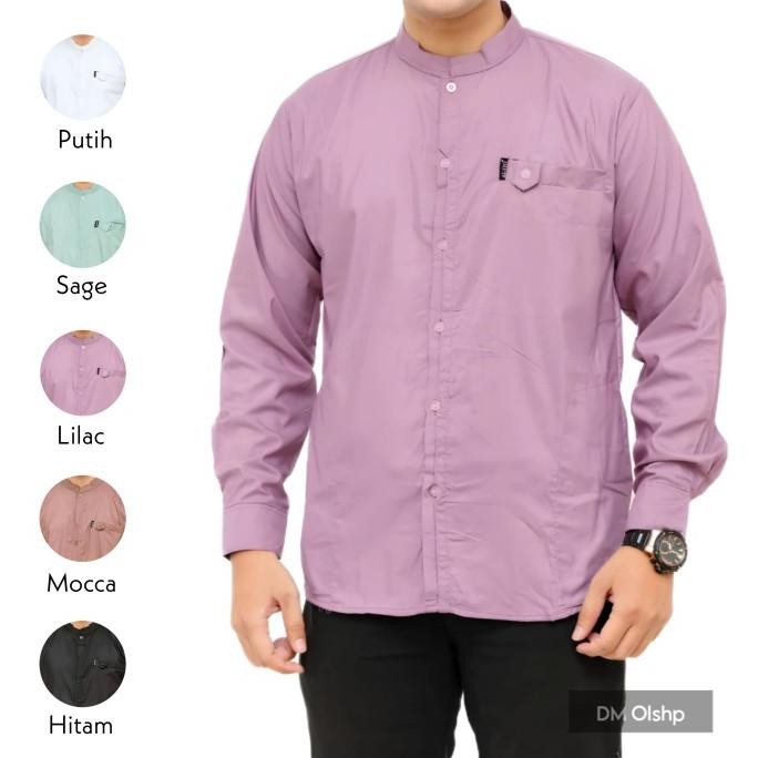 Kemeja Koko Pria Dewasa Panjang Motif Albino Lilac Promo