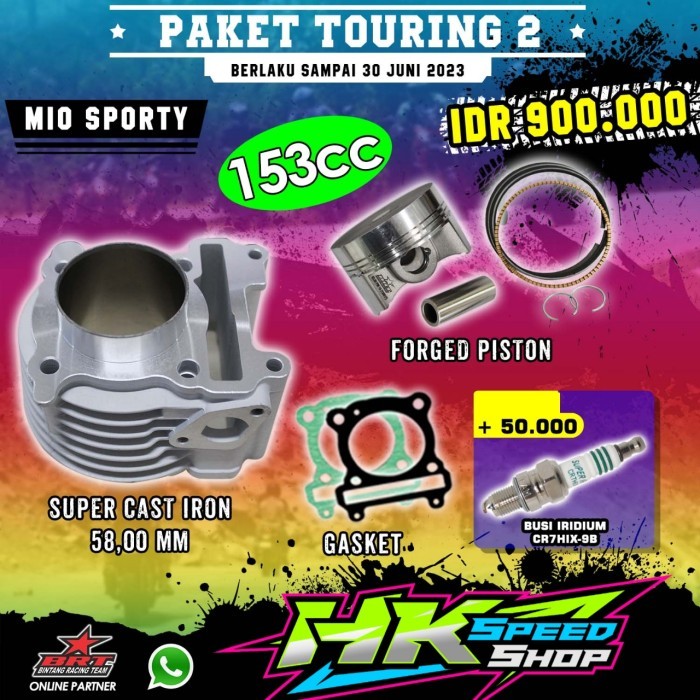 Blok Bore Up Brt Casting Iron + Piston 58Mm Mio Sporty Smile Nouvo