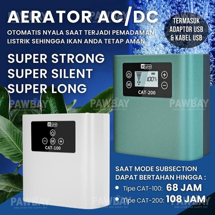 Mesin Pompa Udara Aerator Aquarium Kolam Ikan Portabel ACDC Strong Airator Baterai Akuarium Ikan