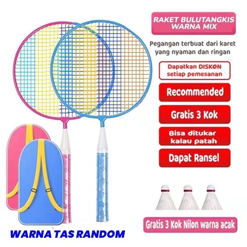 Murah Raket Bulutangkis/ Raket Badminton Anak ( Usia 3-6-12 Tahun Untuk Tk/ Sd) Dengan Tas Elegan
