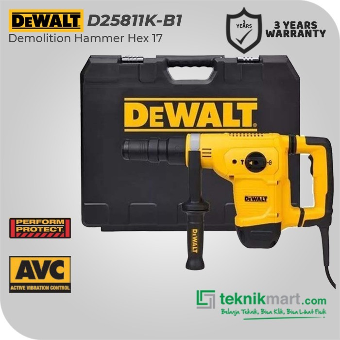 Dewalt Demolition Hammer / Bor Bobok Beton 1050Watt HEX 17 D25811K
