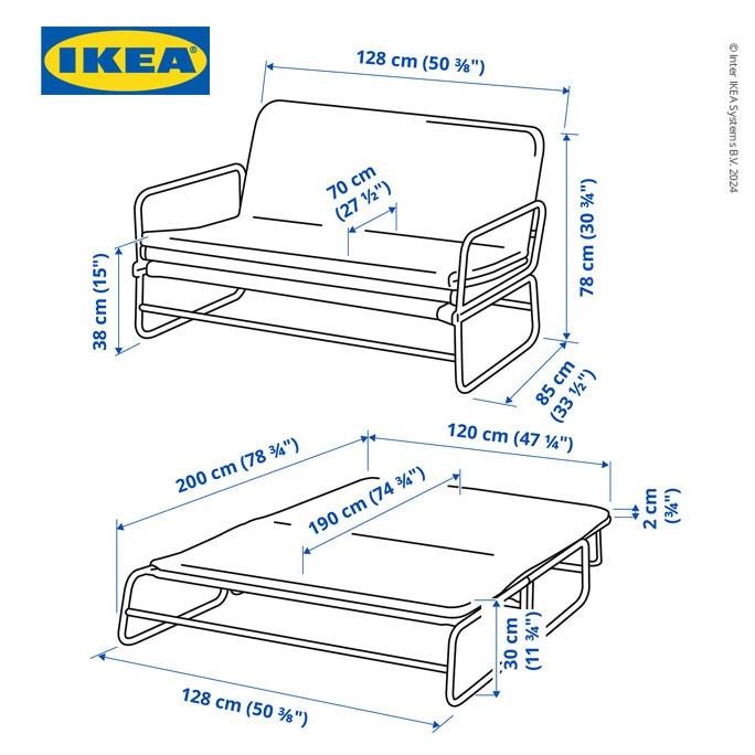 Promo IKEA HAMMARN Sofa Bed Knisa Abu-Abu Tua 120cm COD
