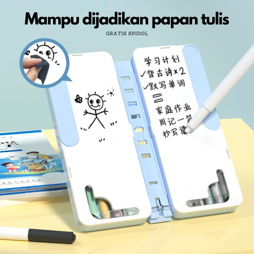 

ORIGINAL Kotak Pensil Lipat / Tempat Pensil Multifungsi Dengan Papan Tulis Dan Tatakan Buku / Smart Pencil Case lij-56