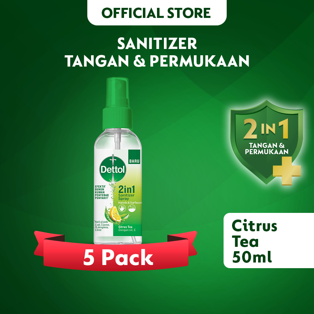 Dettol Hand Sanitizer & Surface Spray 2in1 50ml - Citrus Tea x 5