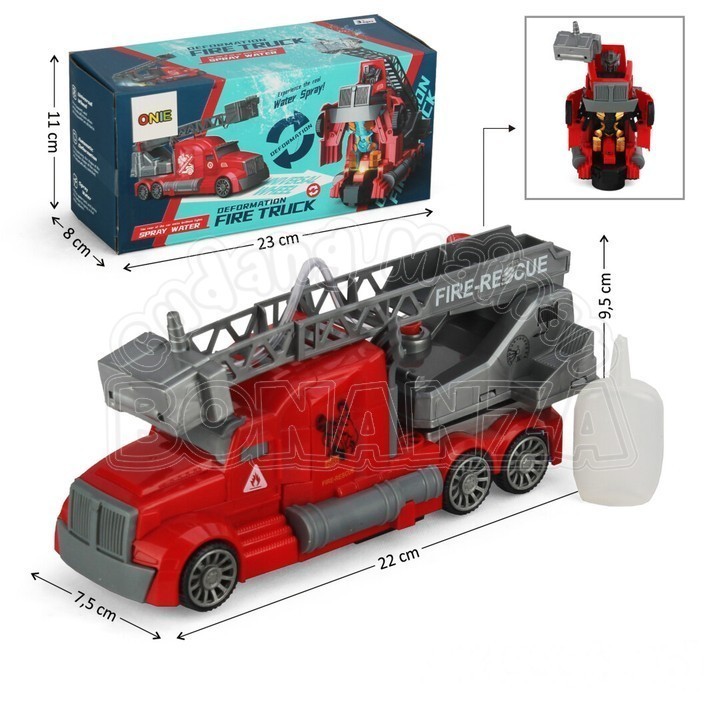 [Bonanza] Mainan Mobil Deform Truck Pemadam Ladder Jalan Suara Lampu Fire Truck
