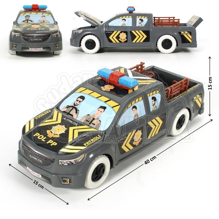 [Bonanza] Mobil Pick Up Polisi Friction Car Mobil Dinas Super Car Polisi Hitam Mainan Anak