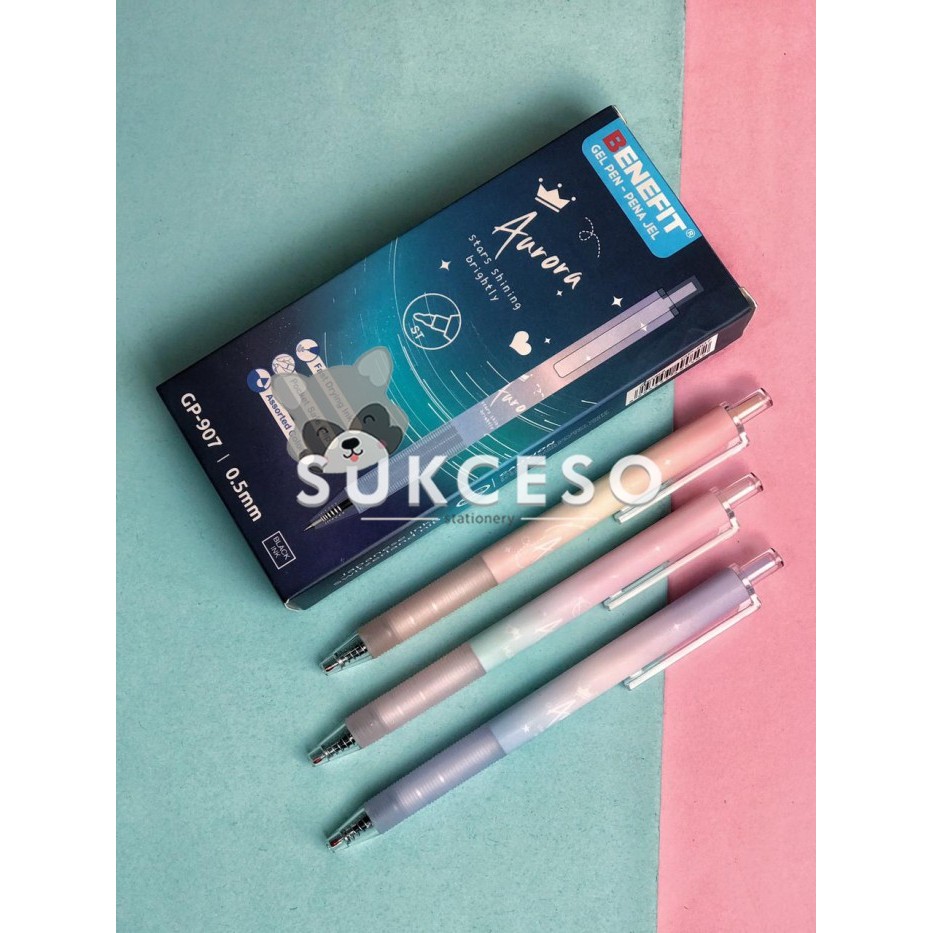 

BIG SALE BENEFIT GEL PEN AURORA GP-907 0.5 MM PENA GEL BODY GRADASI KODE 1219