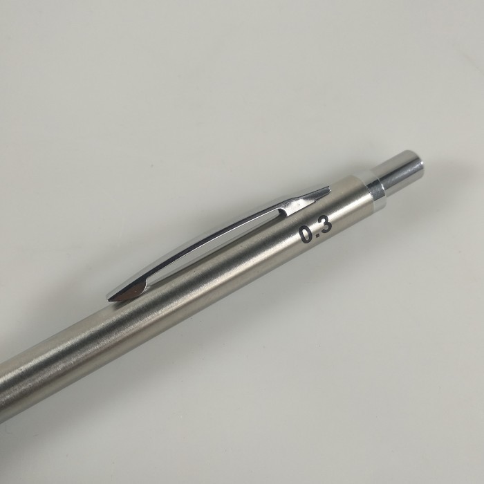 

NEW PENSIL MEKANIK MECHANICAL PENCIL WITH REFILL 0.3MM 0.5MM 0.7MM MF078 SILVER SISTEM MEKANIK METAL