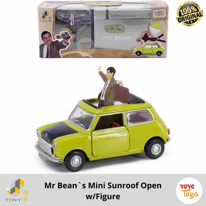 Tiny Diecast Mr Bean Mini Sunroof Open w/Figure Mini Cooper