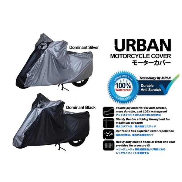 Sarung Cover Motor Urban Big Jumbo Size Anti Air &amp UV Ninja NMax CBR - HitamListSilver
