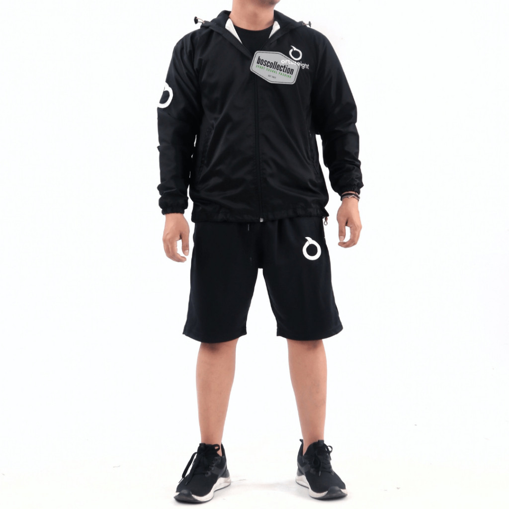 New 1 SET JAKET PARASUT dan CELANA PENDEK PRIA SPORT TRAINING