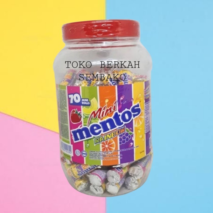 TERBARU Mini Mentos Rainbow 700gr Isi 70 Mini Rolls -TOPLES