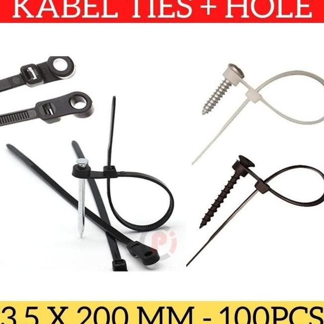 

Murah Kabel Ties 20Cm Plus Lubang Hole Tie Zip Nylon Klip Cable Isi 100 Pcs