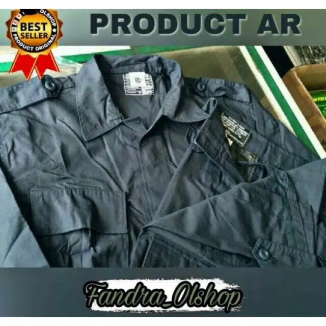 Baju Setelan PDL Hitam Brimob Merk AR bahan Ripstok / Drill.