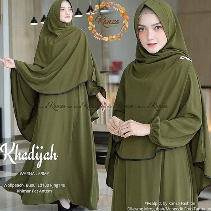 Set Gamis Khadijah Syar'I Wanita Dewasa Bahan Moscrape Termasuk Khimar Sofiadwiputri