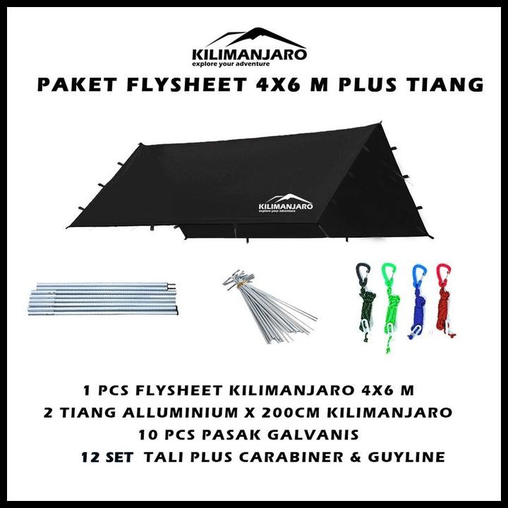 Paket Flysheet 4X6 M Plus Tiang Flysheet Kilimanjaro - Plus Pasak Tali
