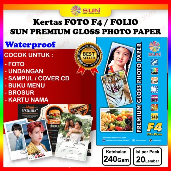 Kertas Foto Glossy - Sun Premium Glossy Photo Paper A4, F4