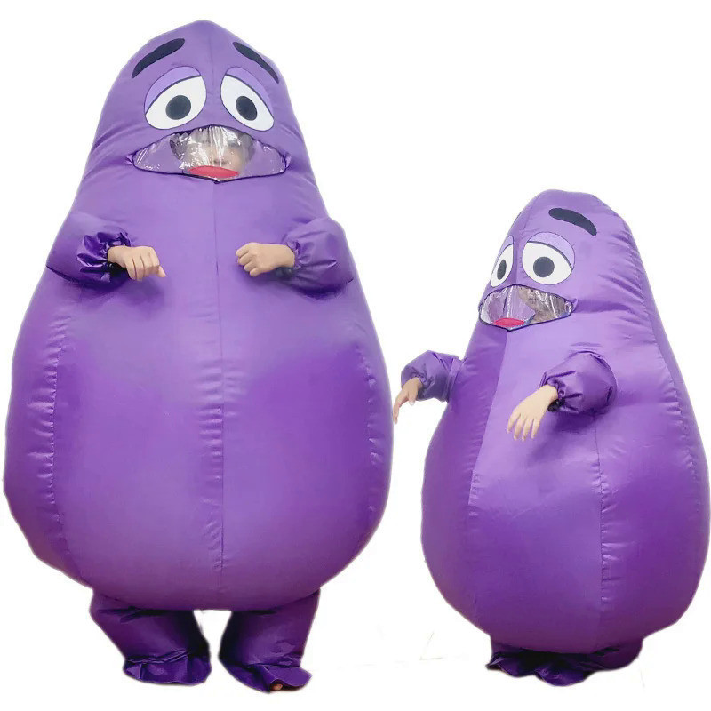 Kostum Grimace untuk Anak-anak Dewasa Grimace Ulang Tahun Gameboy Halloween Cosplay Maskot Setelan T
