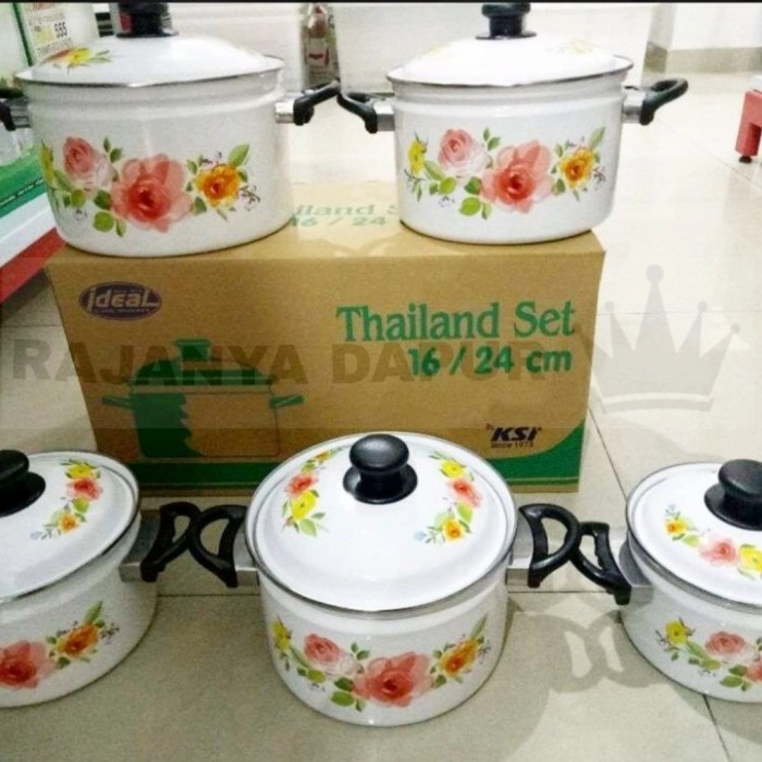 Panci Set Enamel Thailand Set16/24 Ideal - Panci Porcelain Thailand Se