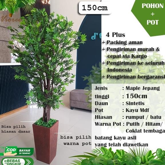 #1 Pohon Plastik Besar Tinggi Maple Jepang Hijau 150 Artificial