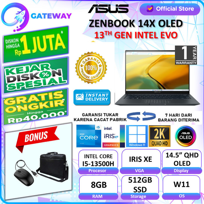 Asus Zenbook 14X Oled Q410Va Touch Evo I5-13500H 8Gb 512Gb 14.5" Qhd