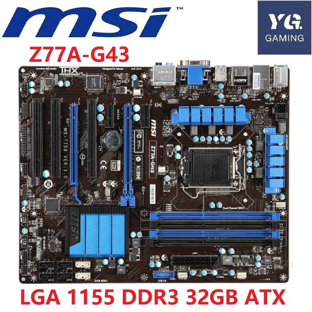 Motherboard Desktop MSI Z77A-G43 z77 Soket LGA 1155 DDR3 32G ATX UEFI BIOS Asli Bekas Papan induk |c