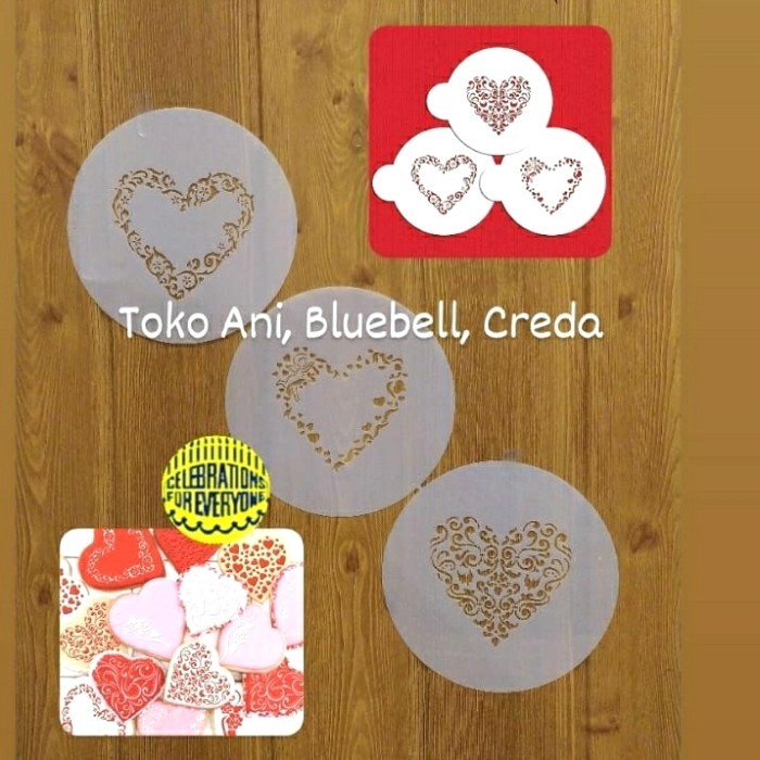 

TERBARU Designer Stencil : Valentine Hearts , Set of 3 , 10cm.