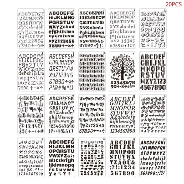 

TERBARU 20pcs/set Letter Alphabet Number Stencils DIY Drawing
