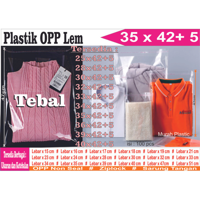 

Plastik Opp Tebal 35 X 47 Isi 100 Pcs + Lem